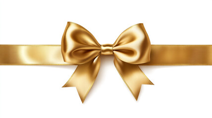 Fototapeta premium Elegant golden bow tied on a ribbon for Christmas Day gift-wrapping