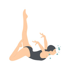 Fototapeta premium Swimming Person Cartoon Illustration on White Background. Vector Character Design.