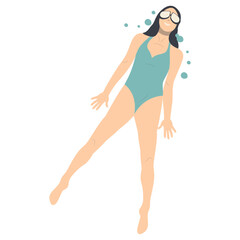 Swimming Person Cartoon Illustration on White Background. Vector Character Design.