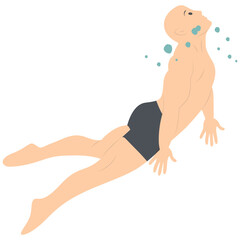 Swimming Person Cartoon Illustration on White Background. Vector Character Design.