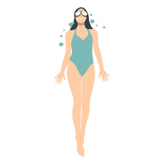 Swimming Person Cartoon Illustration on White Background. Vector Character Design.
