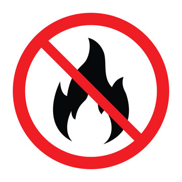 recommend clip art: No fire red sign. Flame not allowed. Flammable symbol.