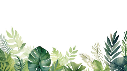 The floral tropical leaf border on a white background is ideal for invitations, cards, banners, or tropical themed designs. Generative AI