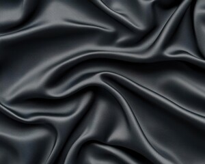 Obraz premium A luxurious black fabric draped elegantly, showcasing its smooth texture and soft sheen. Perfect for backgrounds or fashion-related designs.