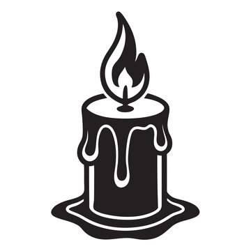 recommend clip art: Melting candle line art silhouette vector illustration on a white background
