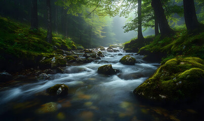 Obraz premium Stunning Nature Landscapes: Mountains, Forests, Oceans, and Serene Vistas.