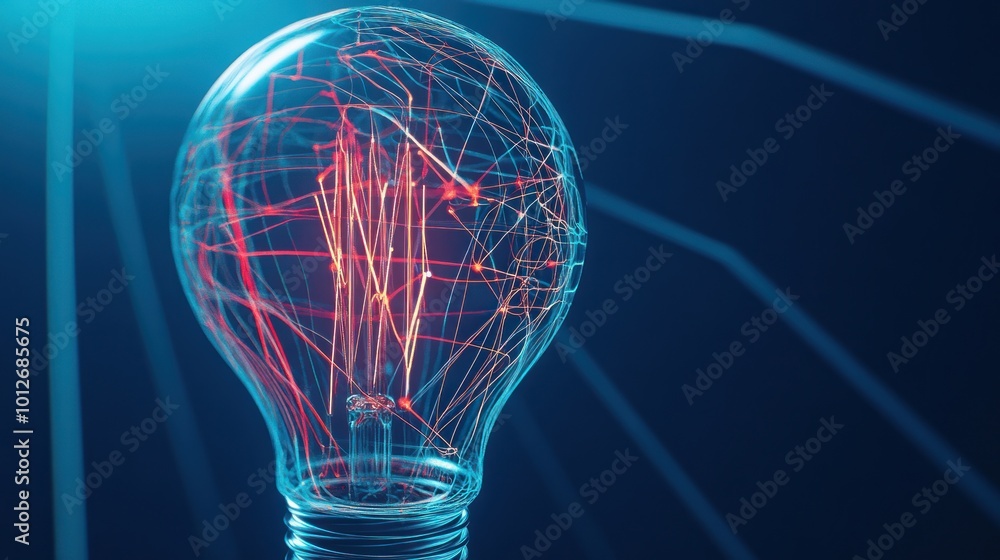 Aufkleber lightbulb with network inside