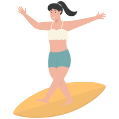 Illustration of People Surfing Activities. Vector Character in Flat Cartoon Style