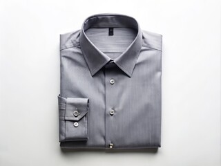 Chic gray shirt displayed flat against a pristine white backdrop, perfect for inspiring fashion and apparel photography