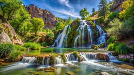 Fototapeta premium Forced perspective image of trees at Cascade Springs Utah