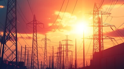 Power Lines at Sunset