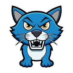 Bold Line Art Aggressive Cat Vector Illustration with Solid Color Background