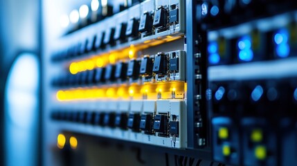 Server Rack with Illuminated Lights