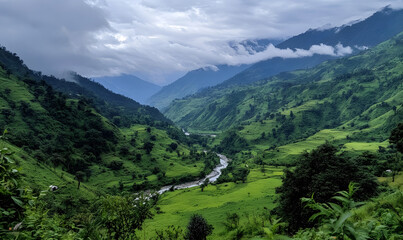 Fototapeta premium Stunning Nature Landscapes: Mountains, Forests, Oceans, and Serene Vistas.