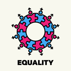 Fototapeta premium Gender Symbol puzzle circle teamwork people concept design. Vector isolated on white background.