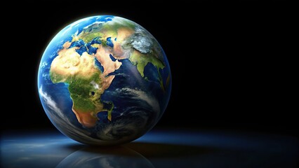 Fototapeta premium Forced perspective of earth planet isolated on black background