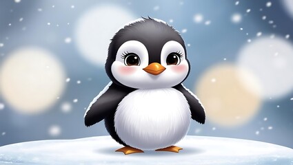 Arctic Delight: The Adorable Penguin Amidst Snowy Scenery
