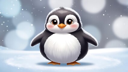The Adorable Penguin Amidst Snowy Scenery