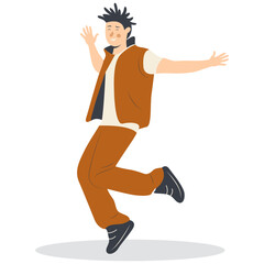 Professional Street Dancer People Character. Flat Vector Illustration.