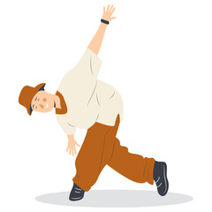 Professional Street Dancer People Character. Flat Vector Illustration.