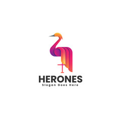 Fototapeta premium Vector Logo Illustration Heron Gradient Colorful Style