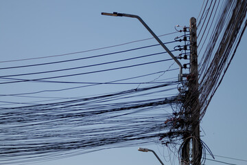 Wiring on electric poles in Thailand