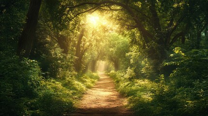 Obraz premium Sunlit Path Through The Forest