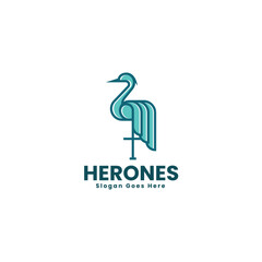 Vector Logo Illustration Heron Simple Mascot Style