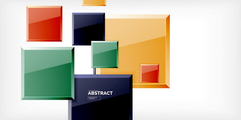 Fototapeta premium Colorful squares with reflections abstract background design. Vector Illustration For Wallpaper, Banner, Background, Card, Book Illustration, landing page