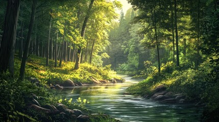 Fototapeta premium Sunlight Filtering Through the Trees