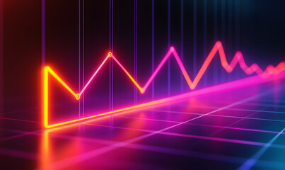 Fototapeta premium Futuristic financial dashboards and luxury business charts with glowing neon lines, gold accents, and connected nodes for corporate branding.