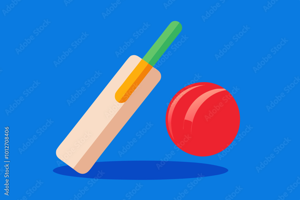 Canvas Prints  Cricket bat and ball vector art illustration