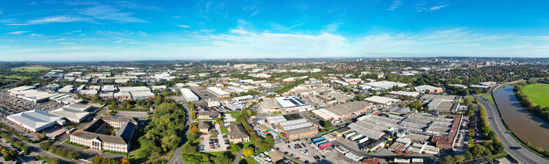 An Aerial Wide Angle Panoramic View of Nottingham City of East Midlands Region of England, United Kingdom. October 4th, 2024