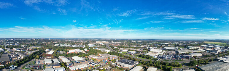 An Aerial Wide Angle Panoramic View of Nottingham City of East Midlands Region of England, United Kingdom. October 4th, 2024