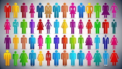 A set of stick figure icons showcasing silhouettes of men and women standing, perfect for design applications as isolated pictograms for various creative uses.