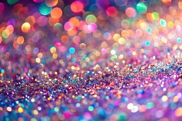 Fototapeta premium A shimmering holographic glitter backdrop perfect for elegant designs, featuring delicate textures in soft color palettes, ideal for creating captivating and refined aesthetics.