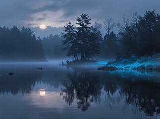 Fototapeta premium misty morning on the river