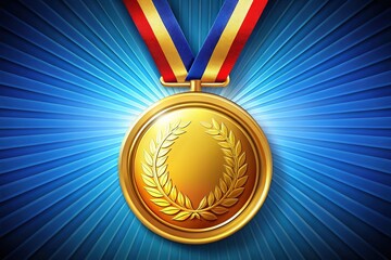 A striking gold medal, representing triumph and accomplishment, embodies the spirit of competition and success in athletic events, honoring remarkable achievements in sports.