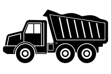 dump truck trailer silhouette vector illustration white background