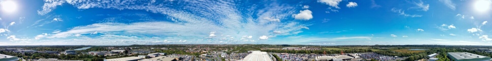 An Aerial Wide Angle Panoramic View of Nottingham City of East Midlands Region of England, United Kingdom. October 4th, 2024