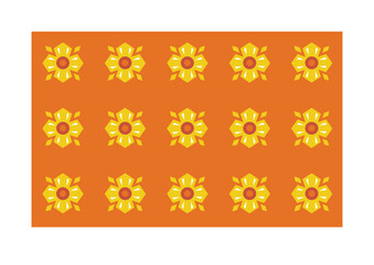  Flower pattern: Yellow small daisy on an orange background 