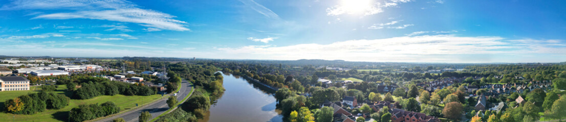 An Aerial Wide Angle Panoramic View of Nottingham City of East Midlands Region of England, United Kingdom. October 4th, 2024