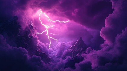 Lightning Storm Over Mountains