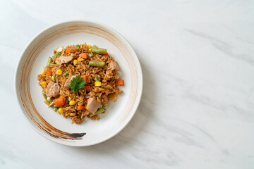 pork fried rice on white plate