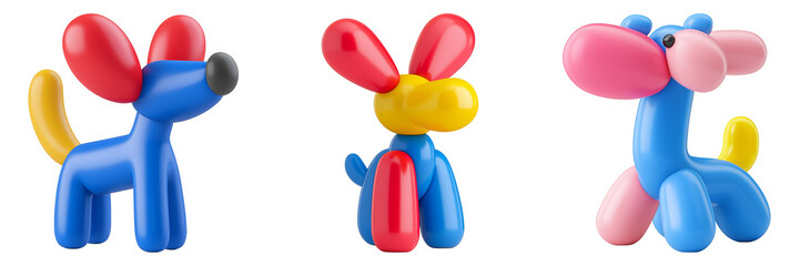 Colorful balloon animal dog in playful design. Concept of children's party, fun, and creative toys
