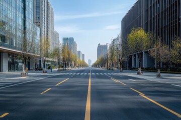 Fototapeta premium Modern office building on a deserted Beijing street