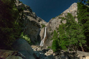 Midnight Waterfall, Lower Yosemite Fall