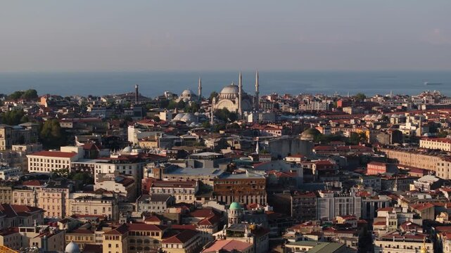 Famous Nuruosmaniye Mosque in Istanbul, Turkey - Aerial Establishing Shot