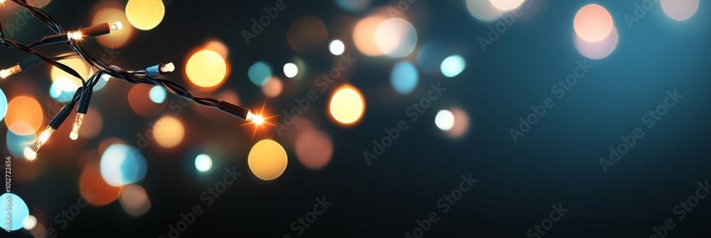 Aufkleber a captivating image showcasing a string of twinkling lights, creating a mesmerizing bokeh effect aga