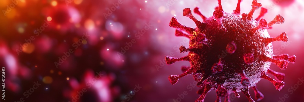 Poster a close-up view of virus cells under a microscope. this image provides a visual representation of th